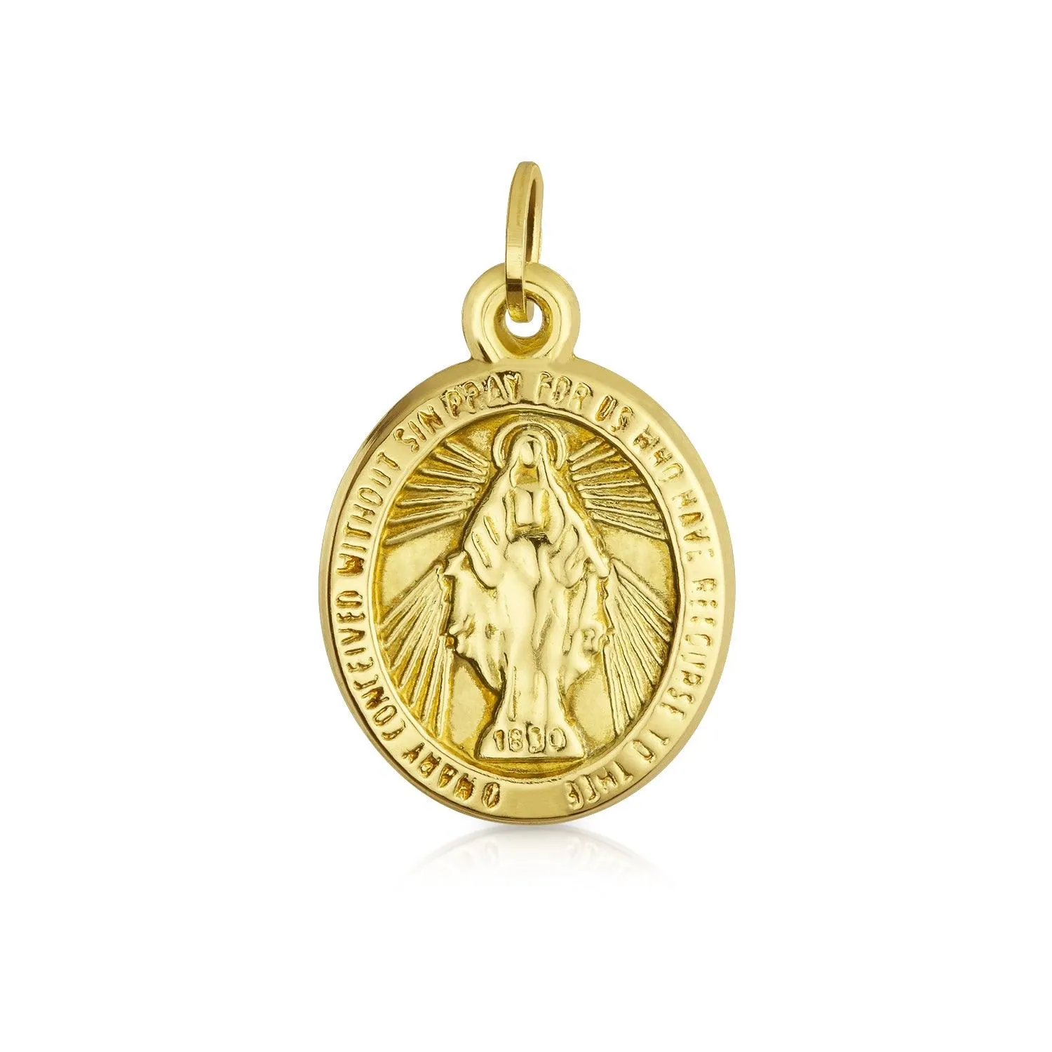 14K Yellow Gold Religious Metal Virgin Mary Pendant