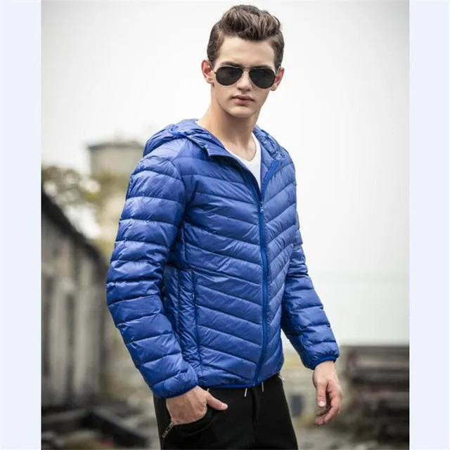 2017 Autumn Winter Duck Down Jacket Ultra light Men 90% Coat Waterproof Down Parkas Fashion mens collar Outerwear coat Size 5XL