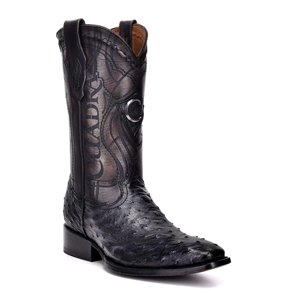 3C1NA1 - Cuadra black dress cowboy exotic ostrich leather boots for men