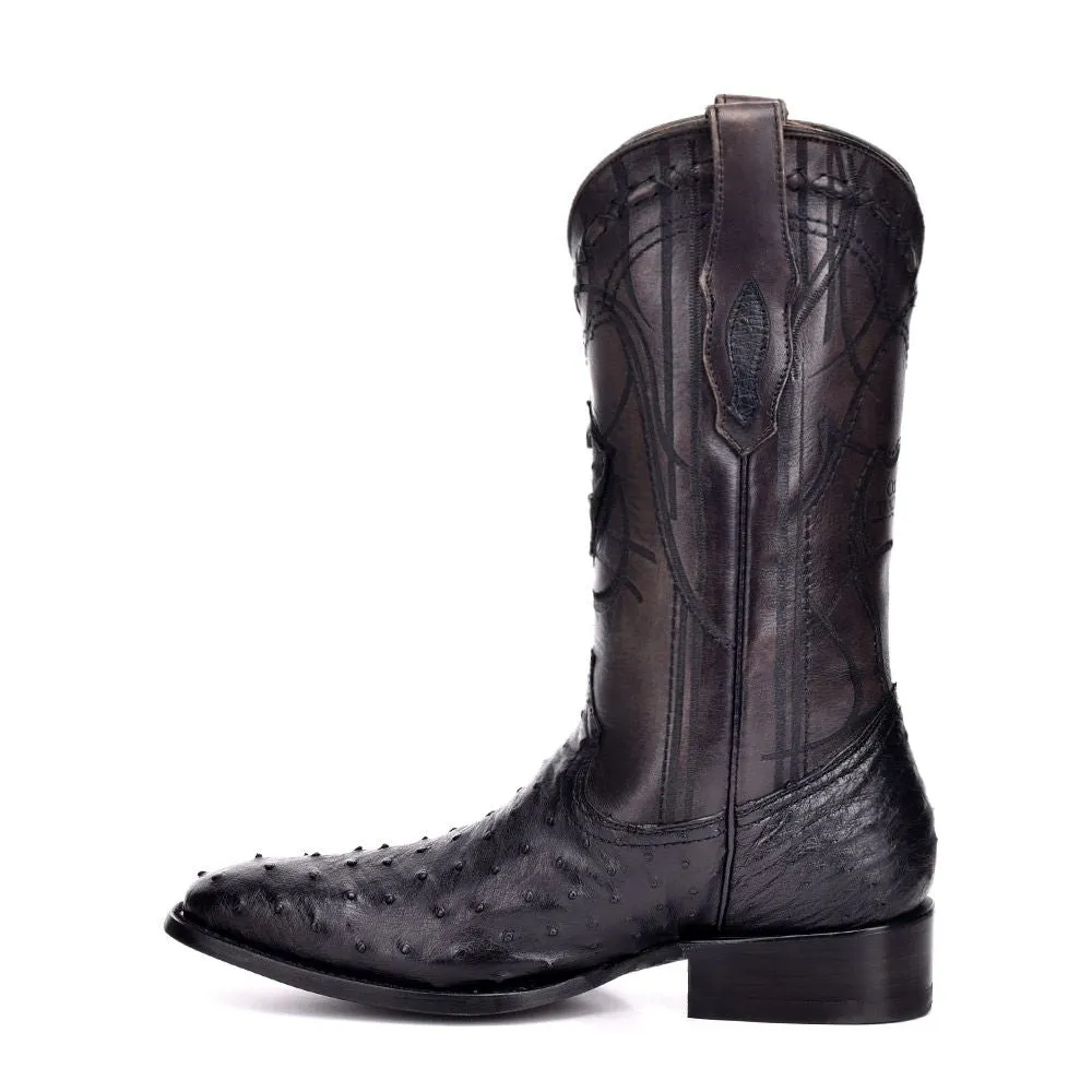 3C1NA1 - Cuadra black dress cowboy exotic ostrich leather boots for men