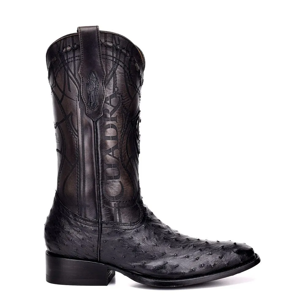 3C1NA1 - Cuadra black dress cowboy exotic ostrich leather boots for men