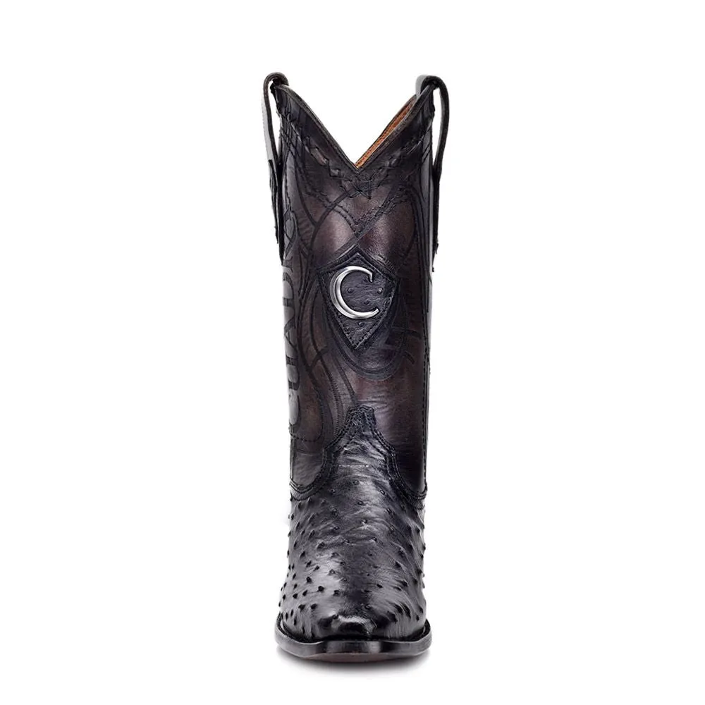 3C1NA1 - Cuadra black dress cowboy exotic ostrich leather boots for men