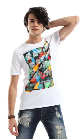 48314 Men White Printed T-Shirt