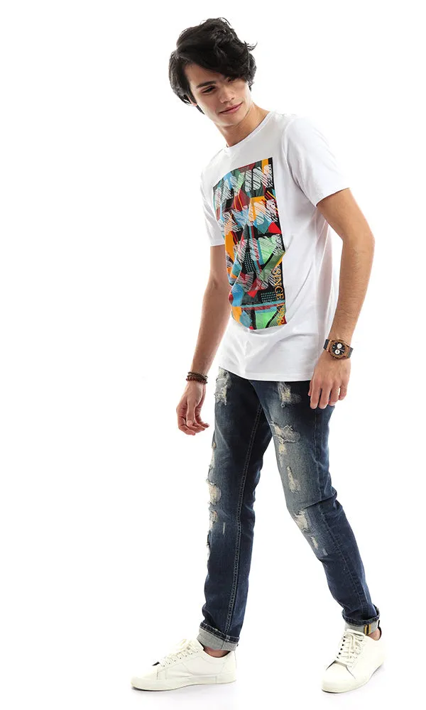 48314 Men White Printed T-Shirt