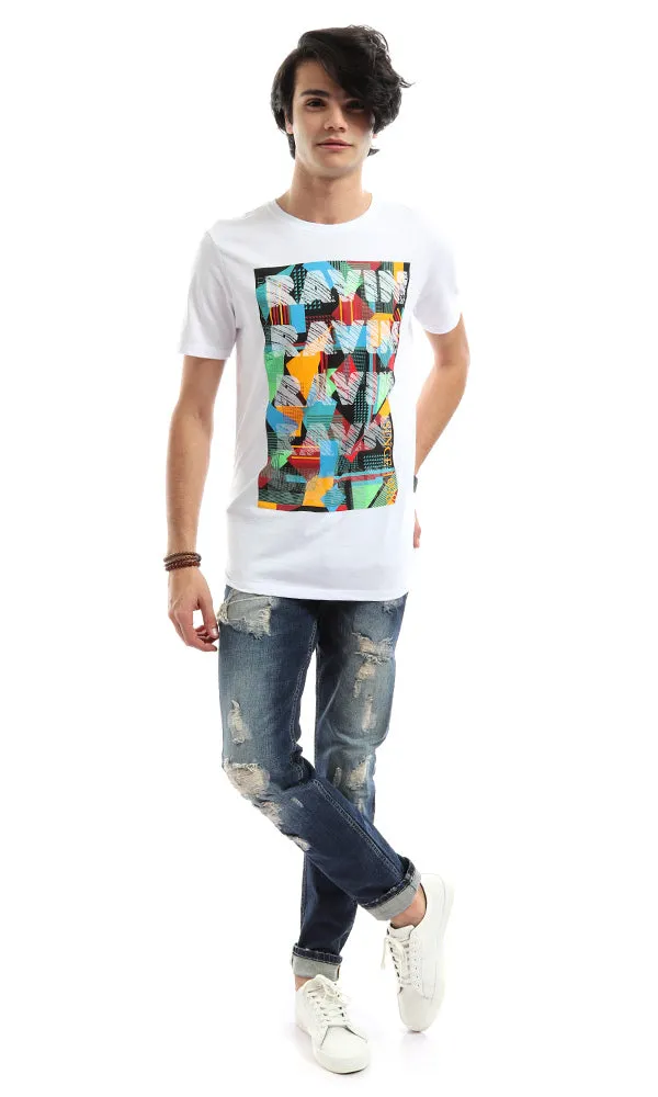 48314 Men White Printed T-Shirt