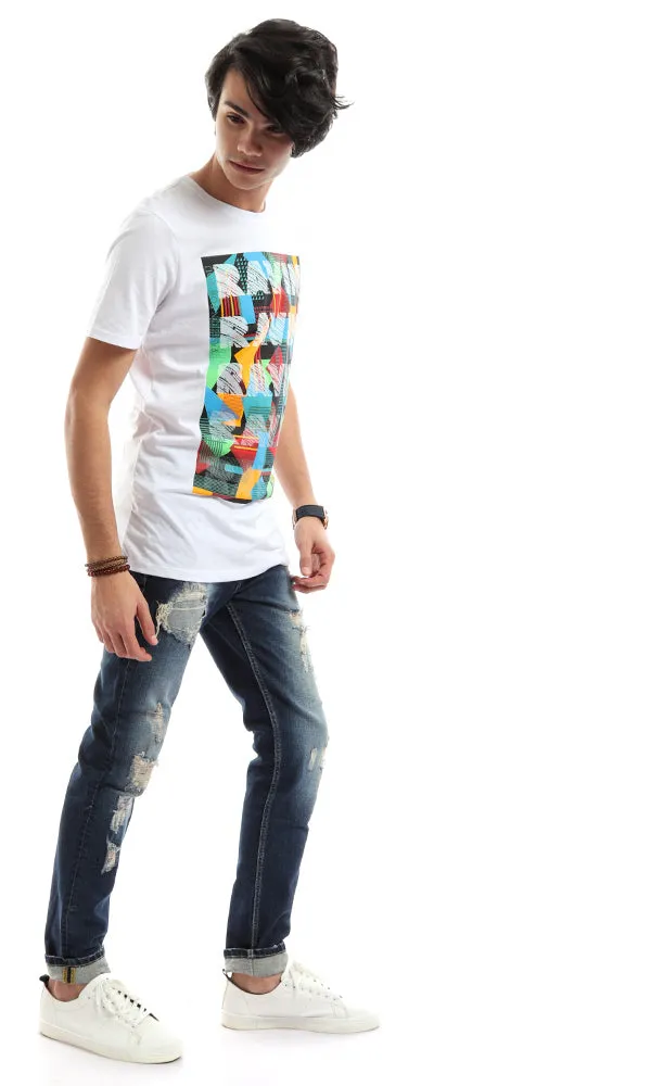 48314 Men White Printed T-Shirt