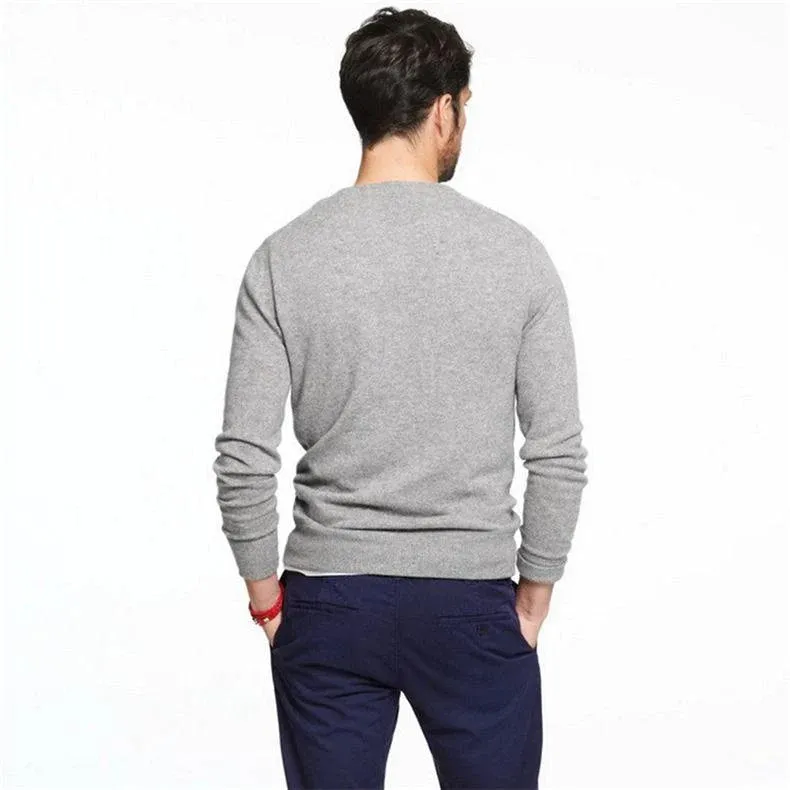 5XL Solid Cotton Knitted Pullover Slim Jersey Sweaters for Men