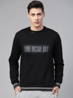 Alcis Men Black White Printed Detail Sports Sweatshirt