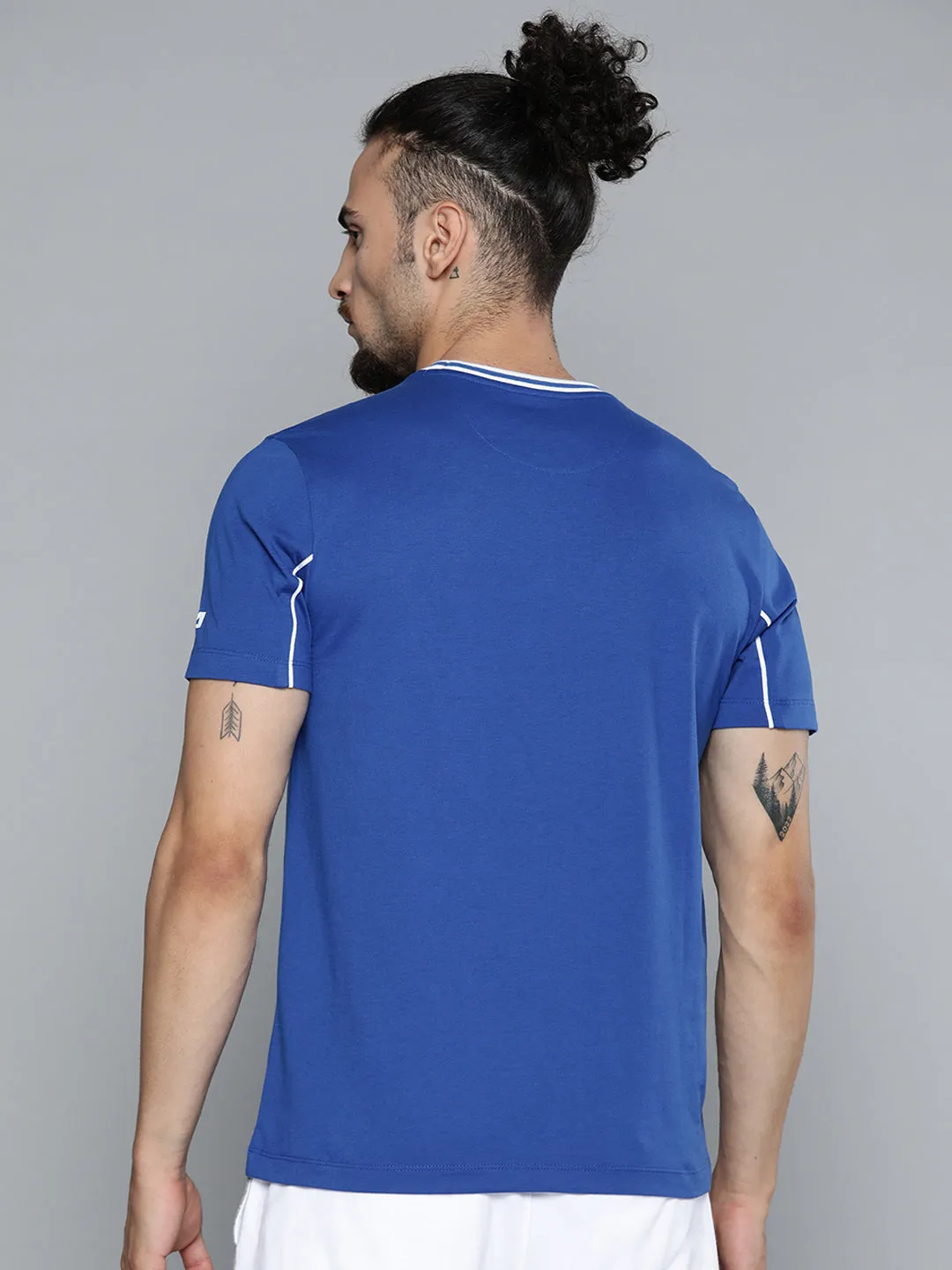 Alcis Men Blue Slim Fit Training or Gym T-shirt