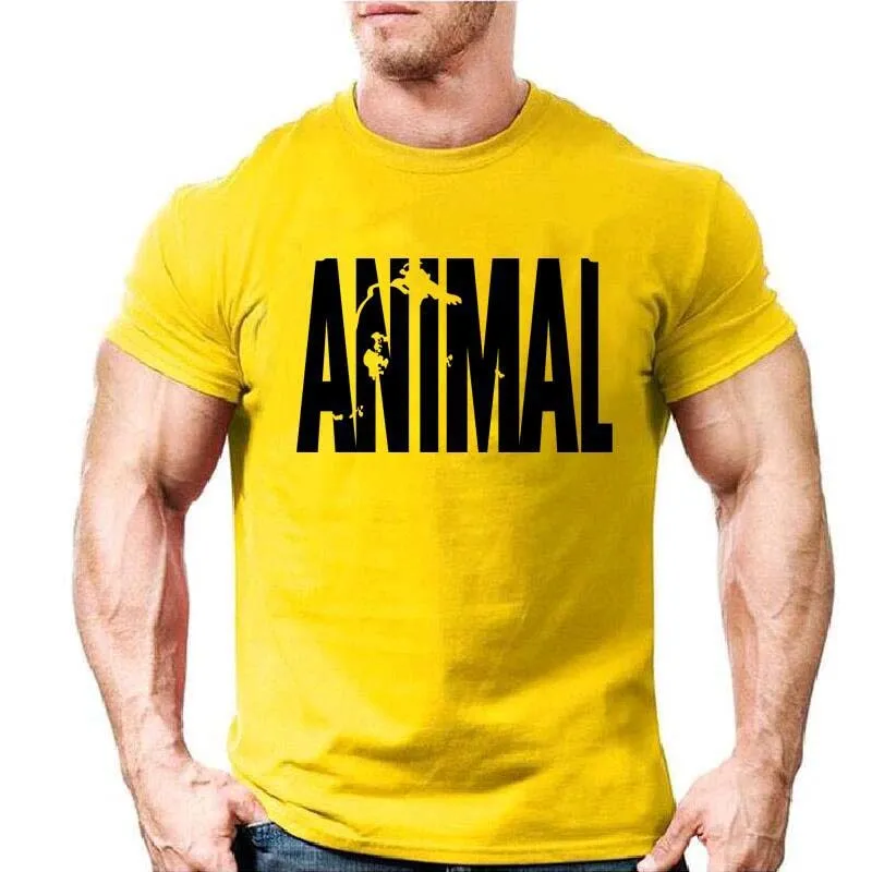 Animal print tracksuit t shirts male muscle fitness T-shirt for men