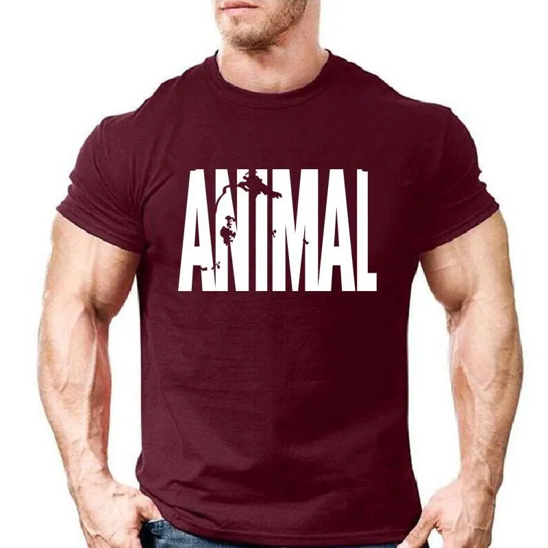 Animal print tracksuit t shirts male muscle fitness T-shirt for men