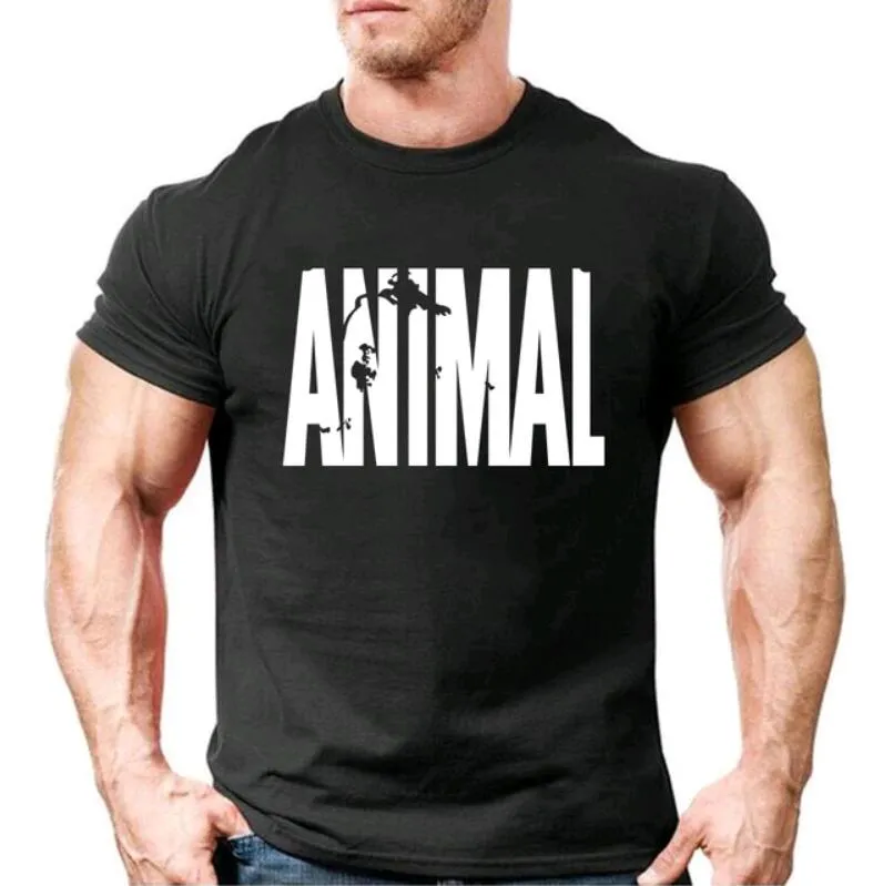 Animal print tracksuit t shirts male muscle fitness T-shirt for men