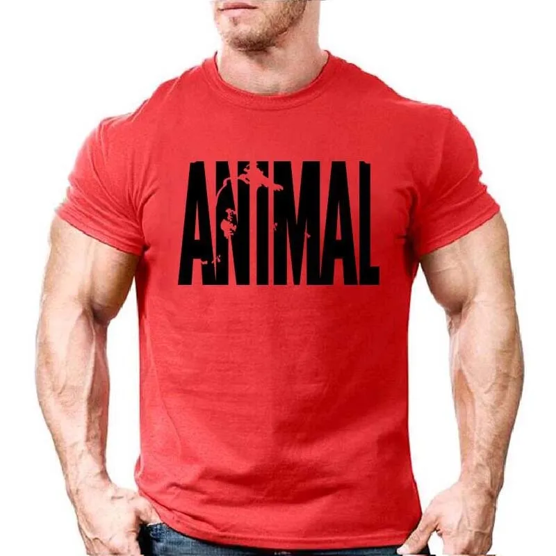 Animal print tracksuit t shirts male muscle fitness T-shirt for men