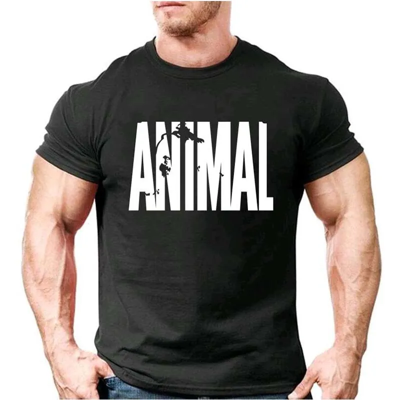 Animal print tracksuit t shirts male muscle fitness T-shirt for men