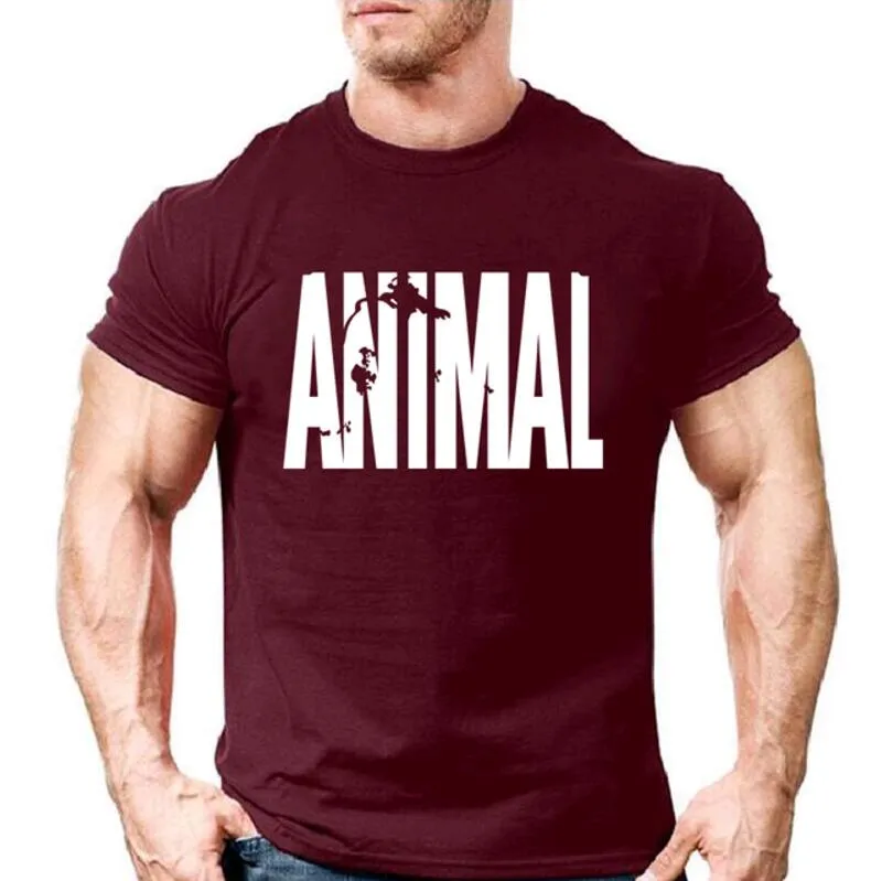 Animal print tracksuit t shirts male muscle fitness T-shirt for men