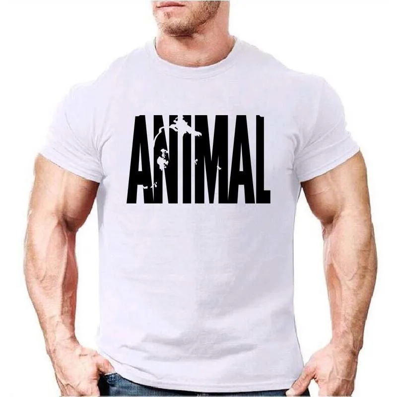 Animal print tracksuit t shirts male muscle fitness T-shirt for men