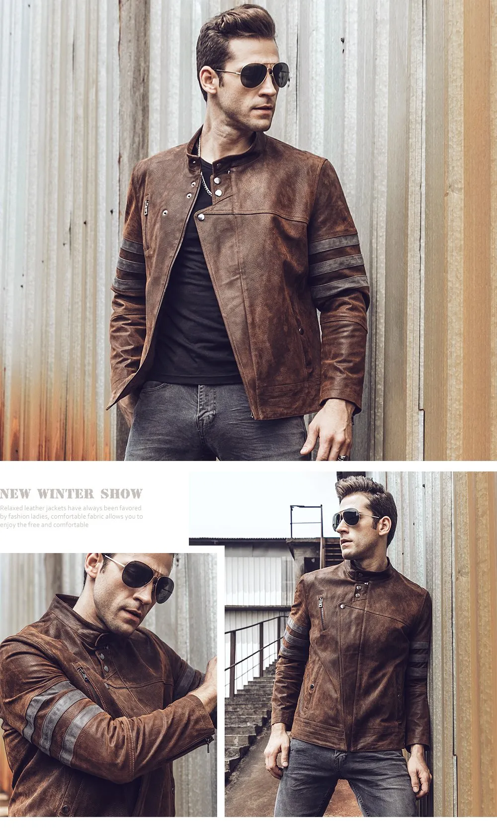 Autumn Winter Casual Men's Genuine Pigskin Leather Motorcycle Jacket