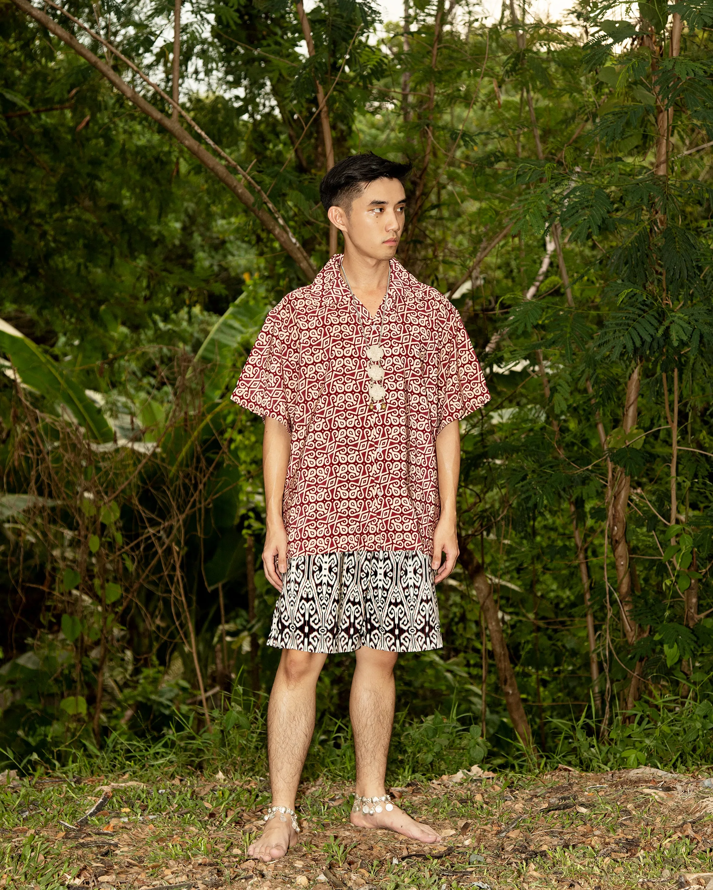 Baju Pantai Borneo (Burgundy)