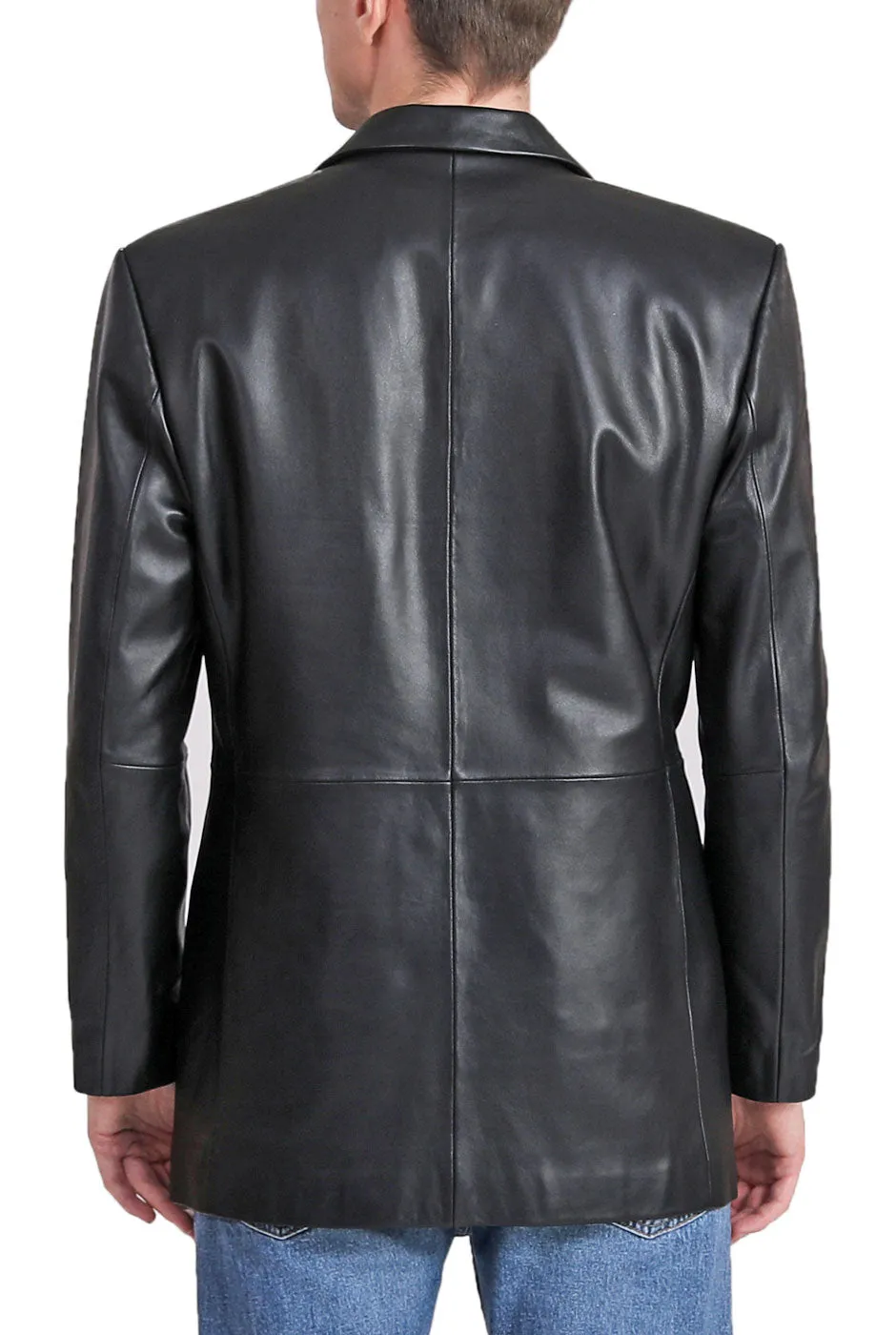 BGSD Men Judd One-Button Lambskin Leather Blazer