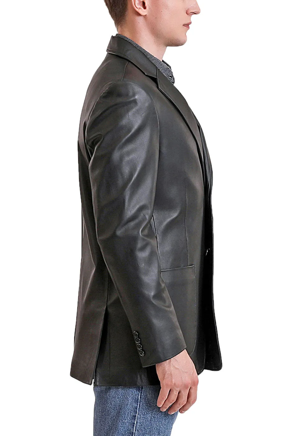 BGSD Men Kai Two-Button Lambskin Leather Blazer