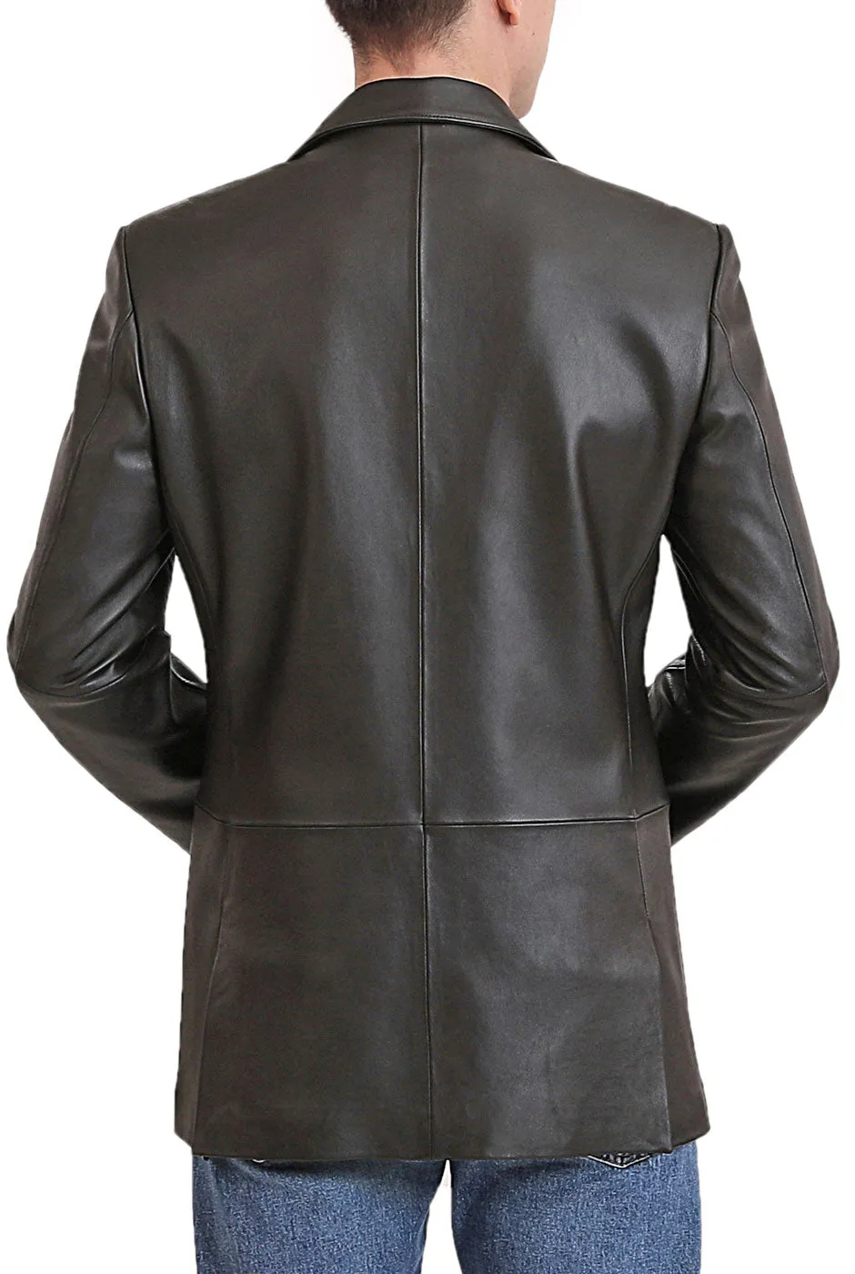 BGSD Men Leroy Three Button Lambskin Leather Blazer