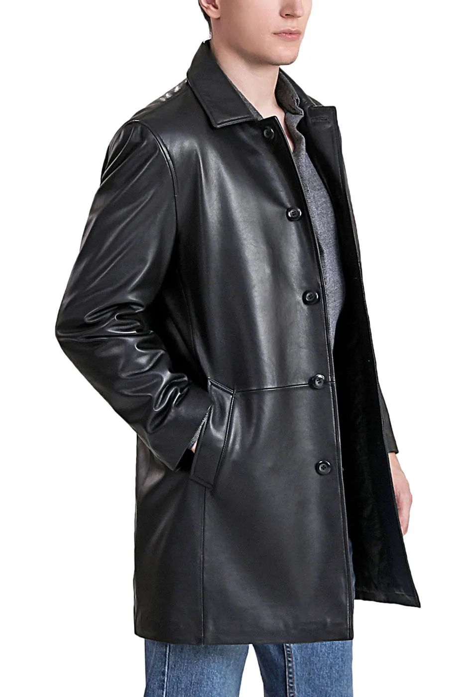 Mens Lambskin Leather Car Coat - Peter Three-Quarter-Length