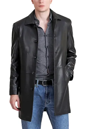 Mens Lambskin Leather Car Coat - Peter Three-Quarter-Length