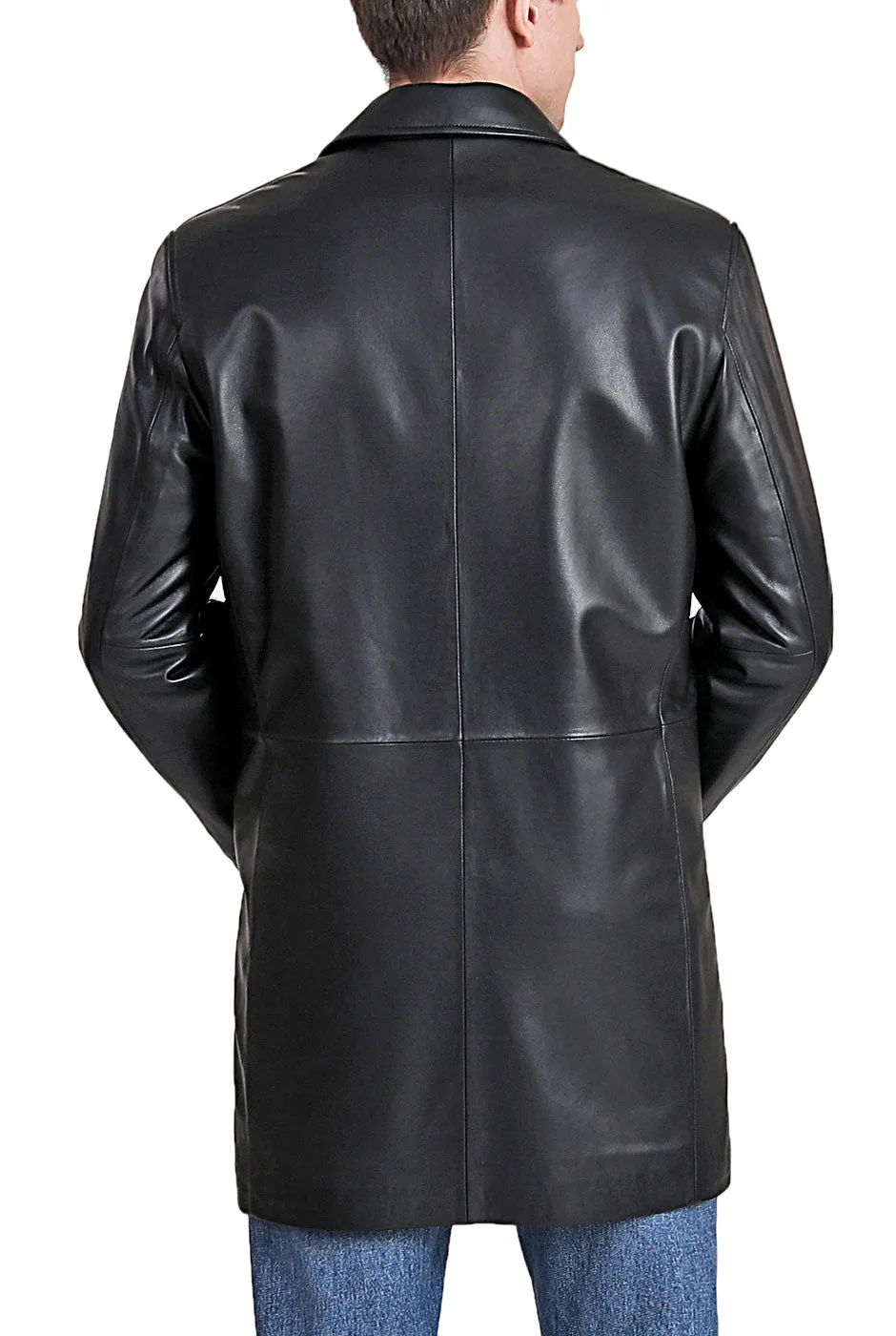 Mens Lambskin Leather Car Coat - Peter Three-Quarter-Length