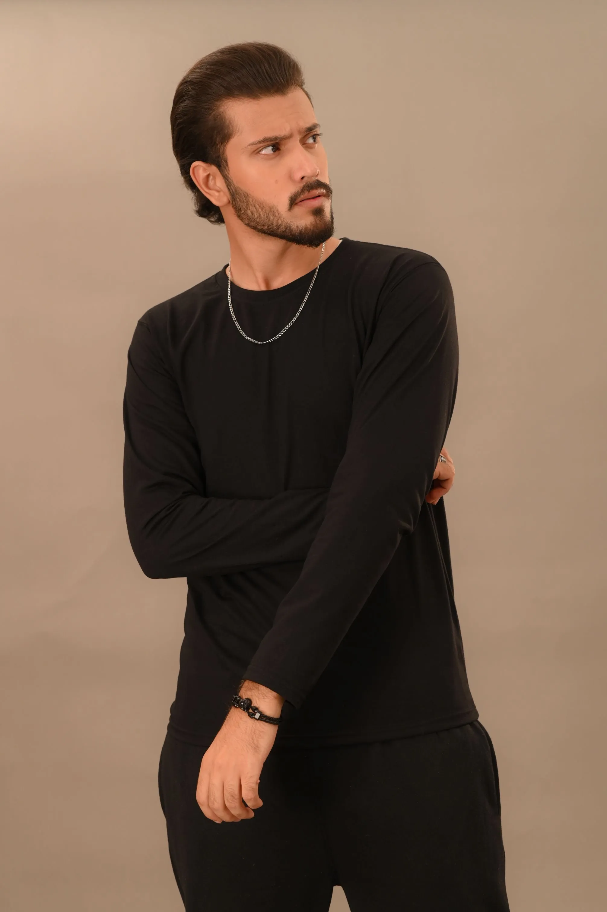 Black Full Sleeve T-Shirt - Men