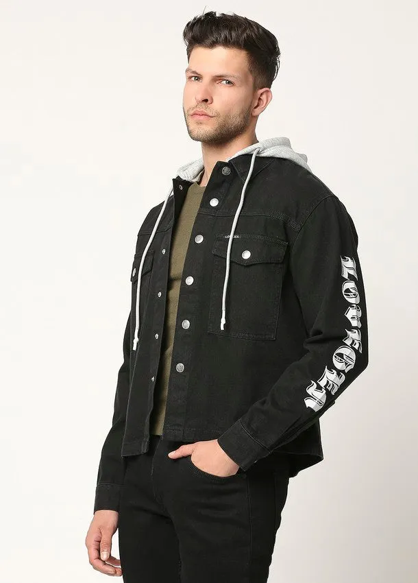 Black Kenzo Hoodie Cotton Denim Jacket