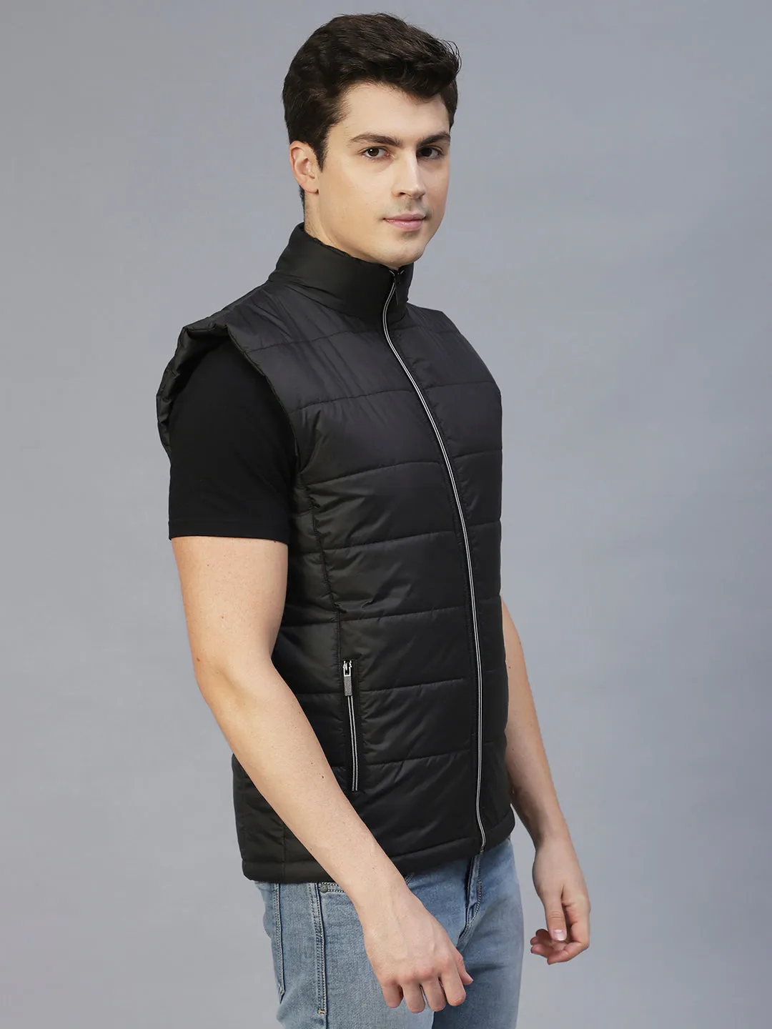 Black Sleeveless Puffer Jacket