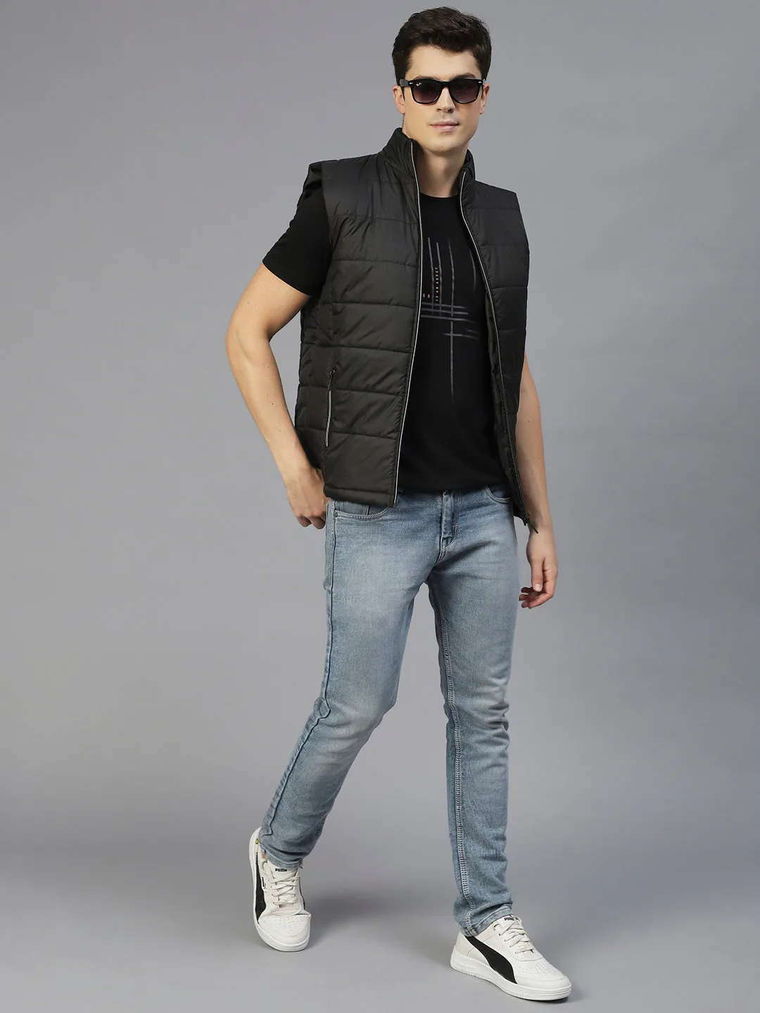 Black Sleeveless Puffer Jacket