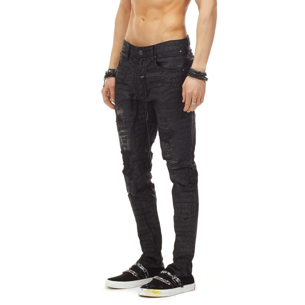 Bleunoir Crocodile Print Jeans - Black