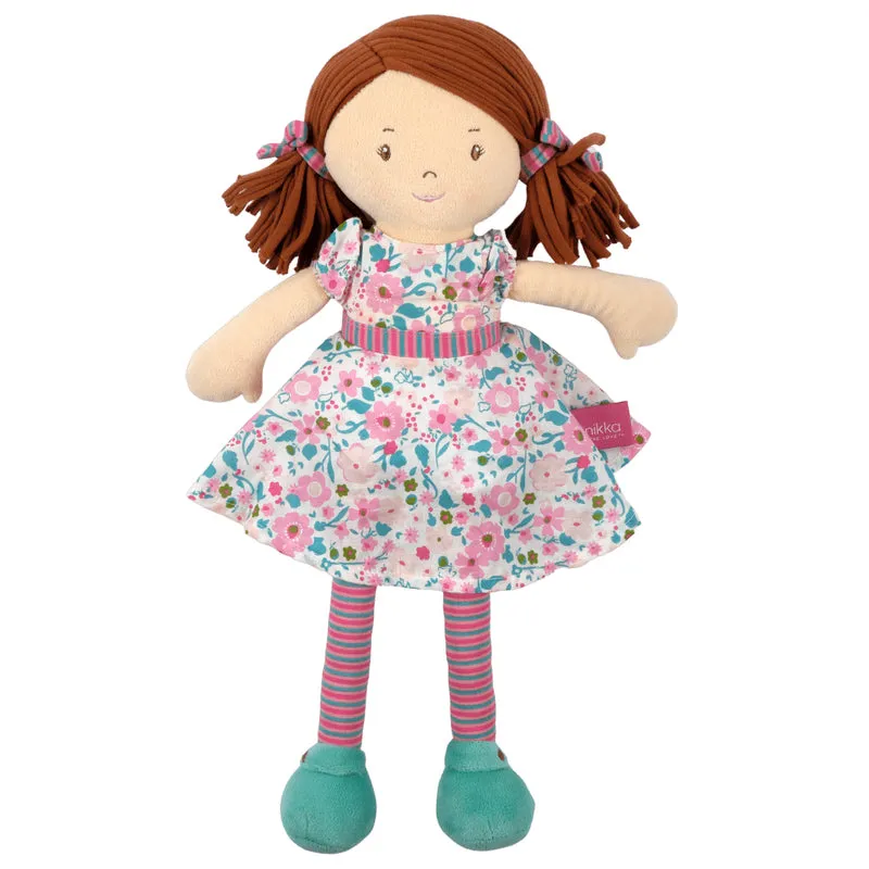 Bonnika Katy Dames Rag Doll with Brown Hair - Tikiri