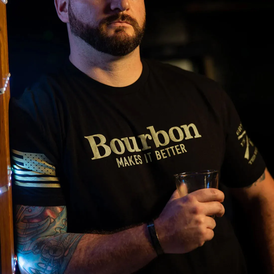 Premium Black Tee - Bourbon Makes It Better Design