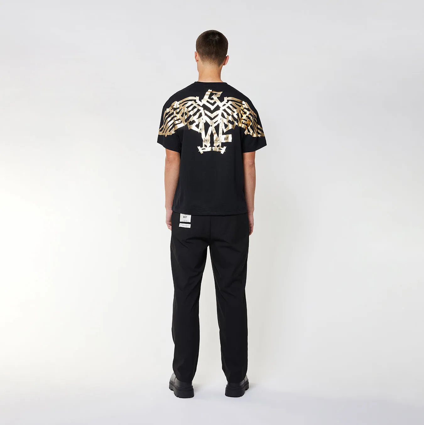 BOY TAPE EAGLE BACKPRINT T-SHIRT - BLACK/GOLD