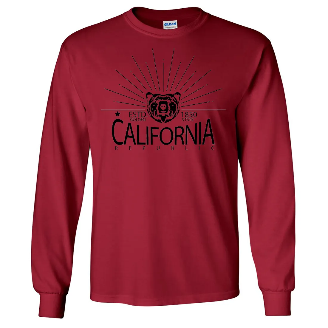 California Golden State Black Print Long Sleeve Shirt