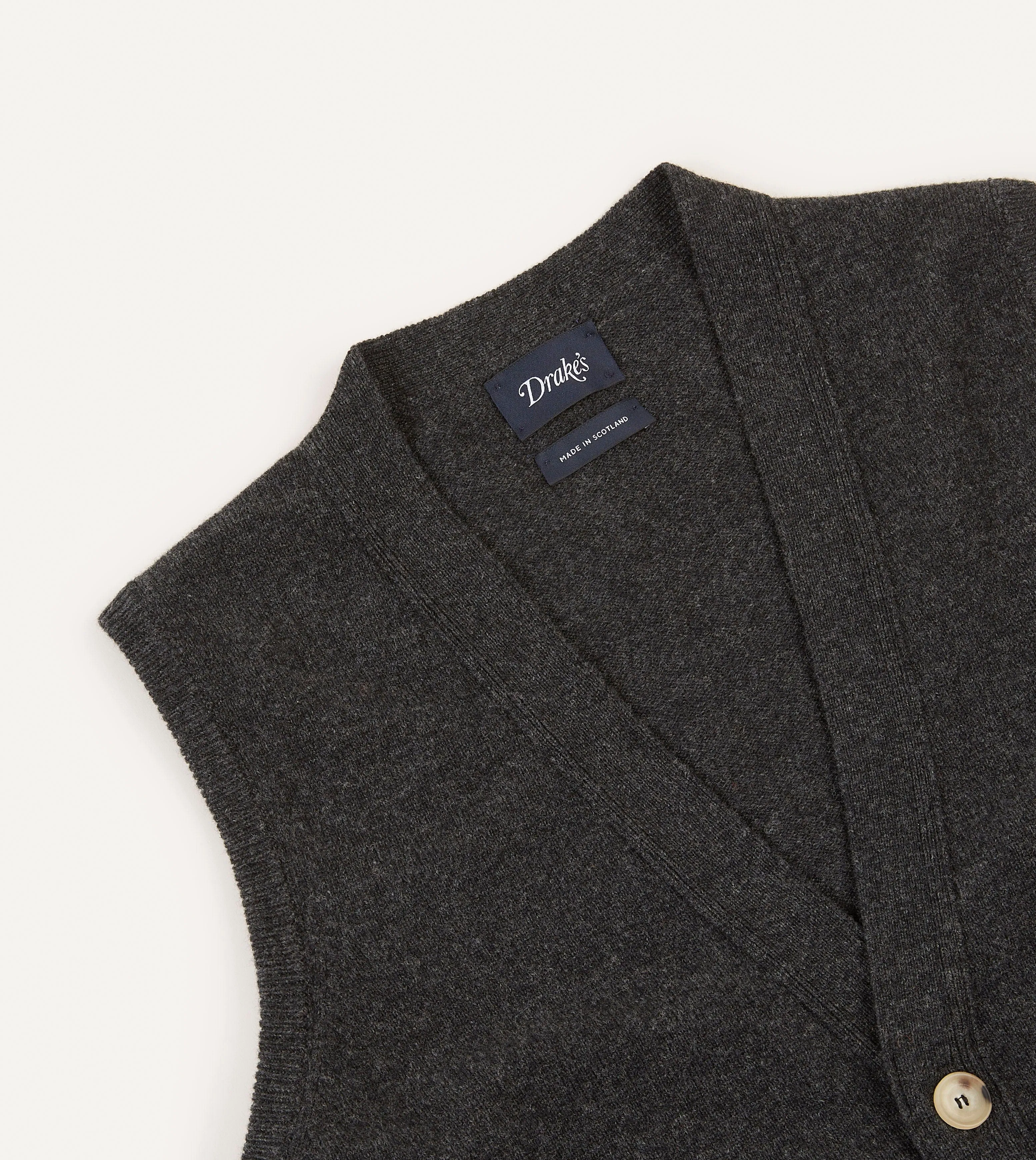 Charcoal Lambswool Sleeveless Cardigan