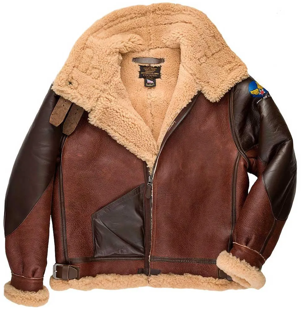 Cockpit USA Mens Pearl Harbor Reproduction B-3 Sheepskin Bomber Jacket