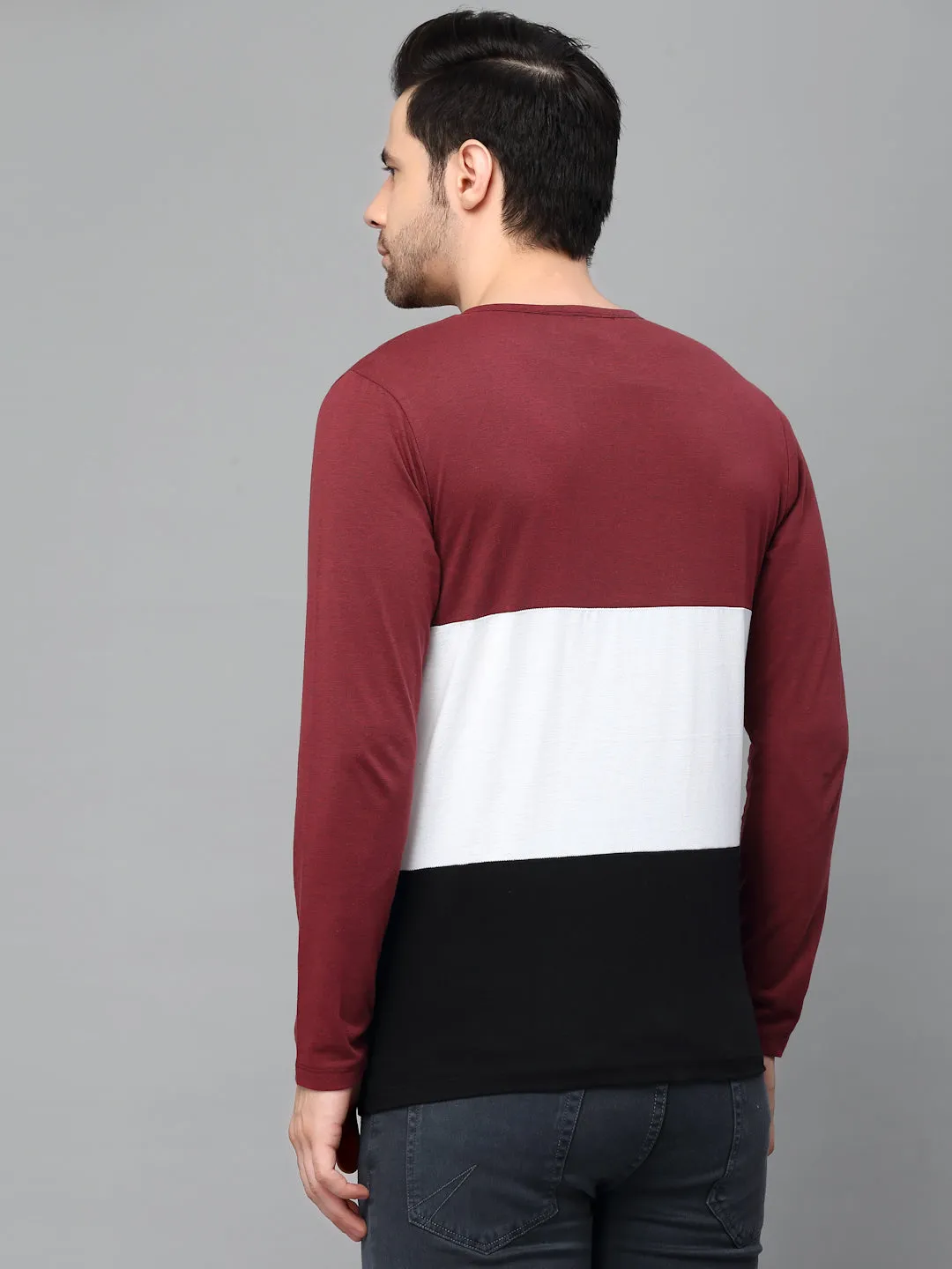 Color Block Round Neck Full Sleeve T-Shirt