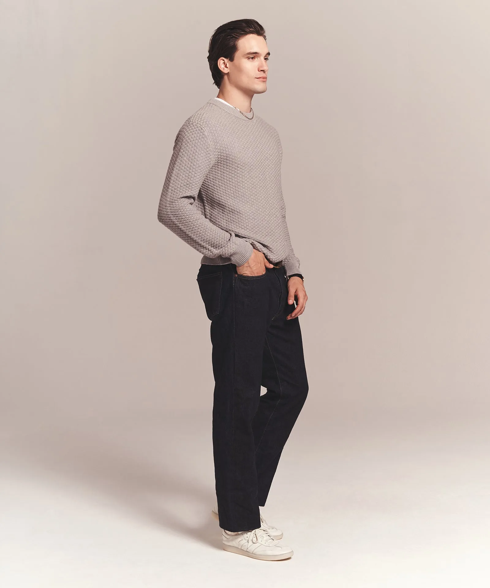 Cotton Cashmere Textured Crewneck