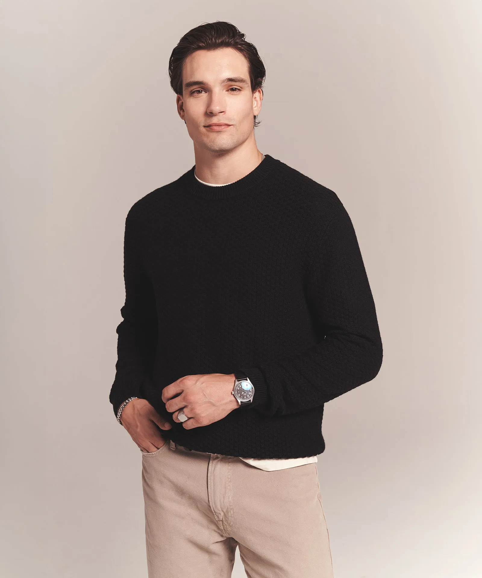 Cotton Cashmere Textured Crewneck