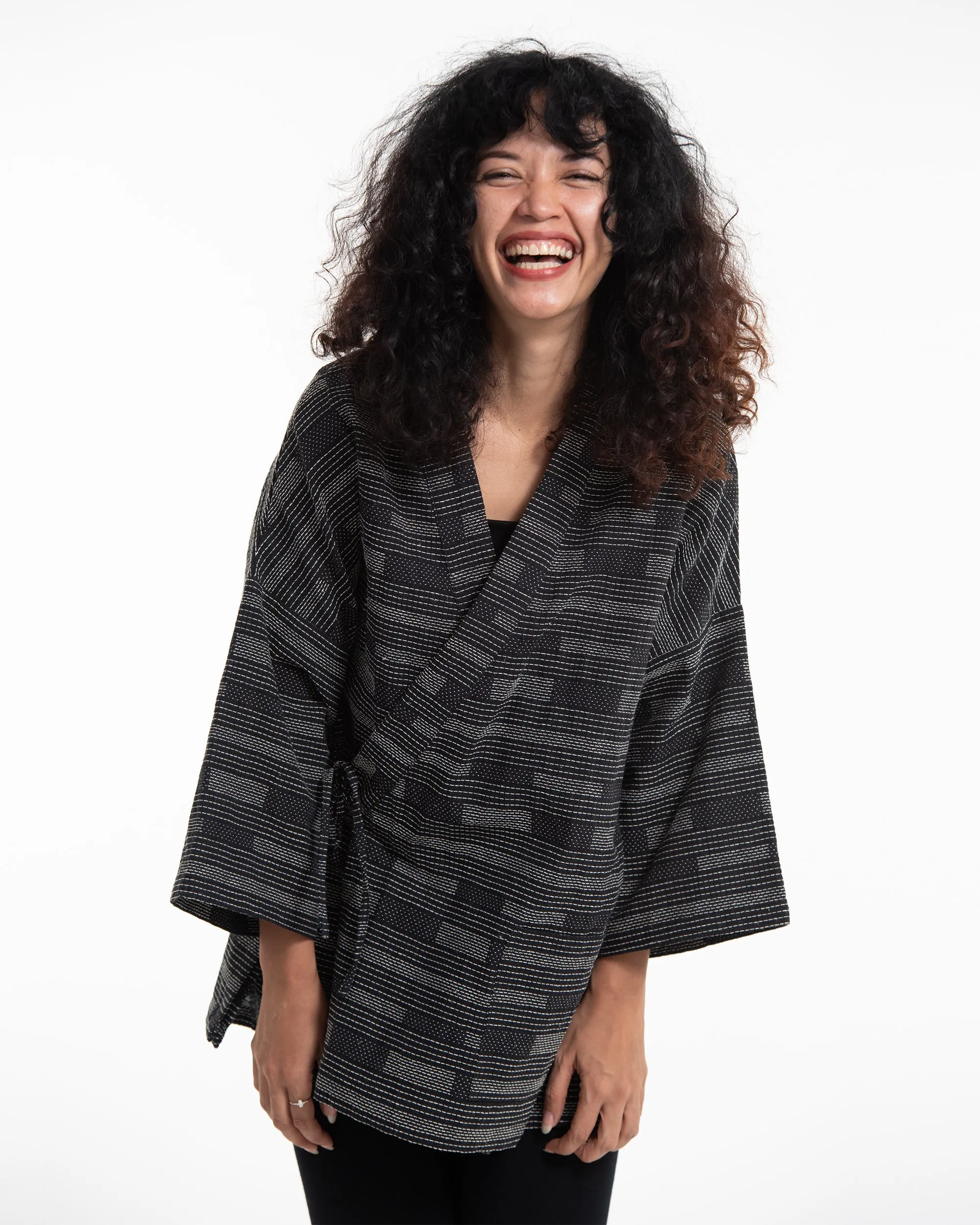 Cotton Kimono Cardigan in Black