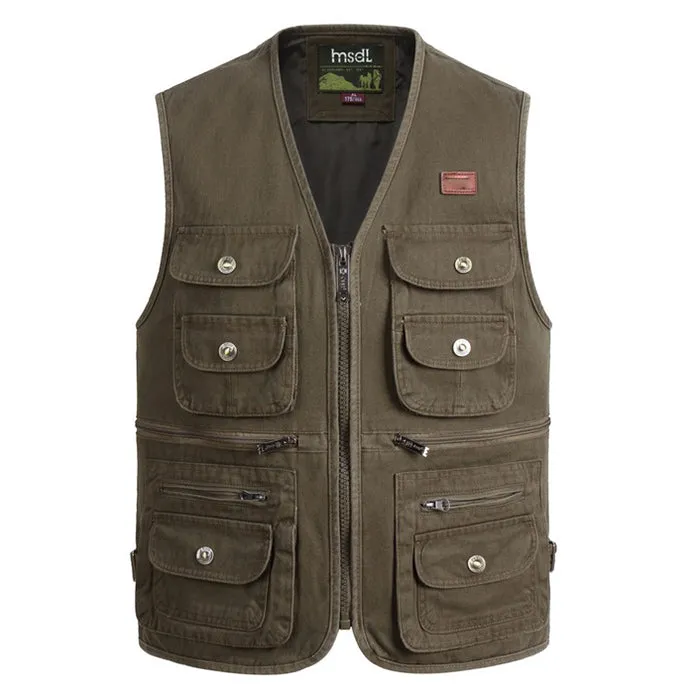 Cotton Zipper Multi-pocket Men's Functional Vest