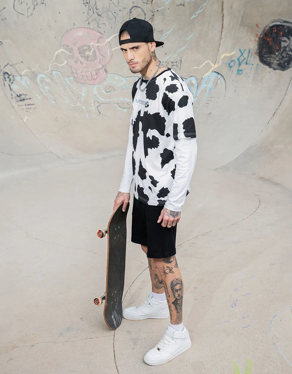 Cow Oversized All Over Animal Printed Half Sleeve Tshirt