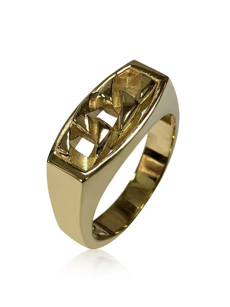 Cuban Link Ring For Men in 14 K Gold