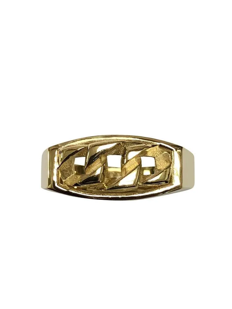 Cuban Link Ring For Men in 14 K Gold