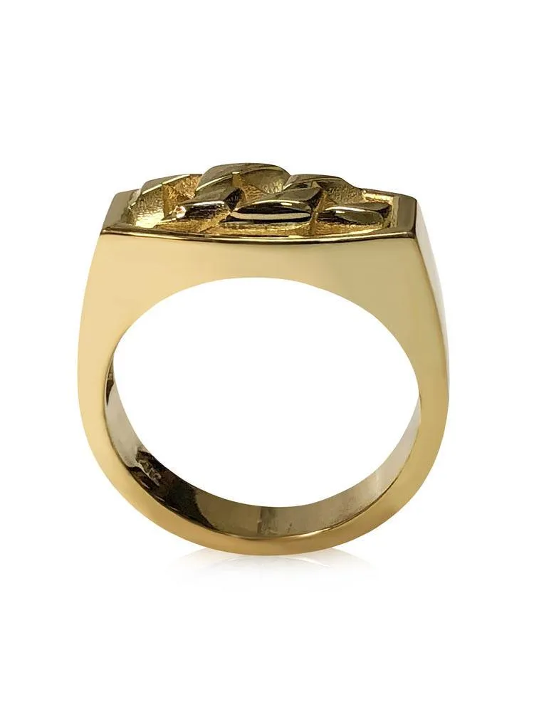 Cuban Link Ring For Men in 14 K Gold