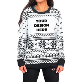 Custom Sublimation Ugly Christmas Sweater Black/White