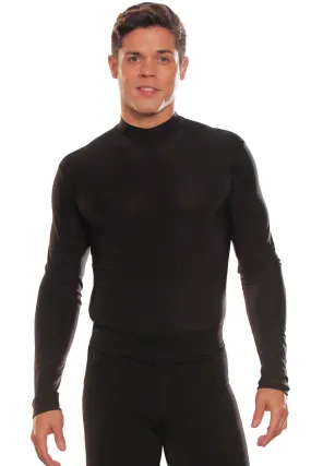 Dance America MS6 Men's Simple Black Turtleneck Ballroom Shirt with Trunks in Stock